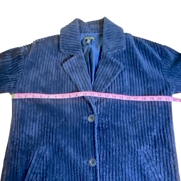 Eileen Fisher Navy Blue Corduroy Organic Cotton Long Coat Jacket Women’s SZ 8 - Picture 13 of 15
